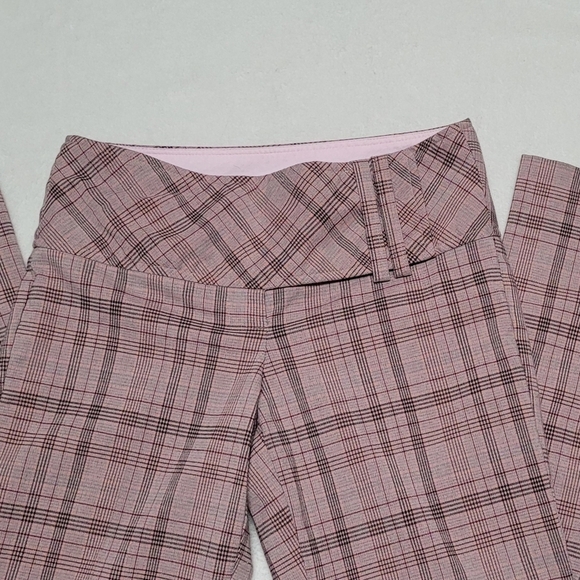 90s Vintage Tracy Evans Gray Pink Plaid Mid Rise Extended Waist Flared Pants S - Picture 6 of 11